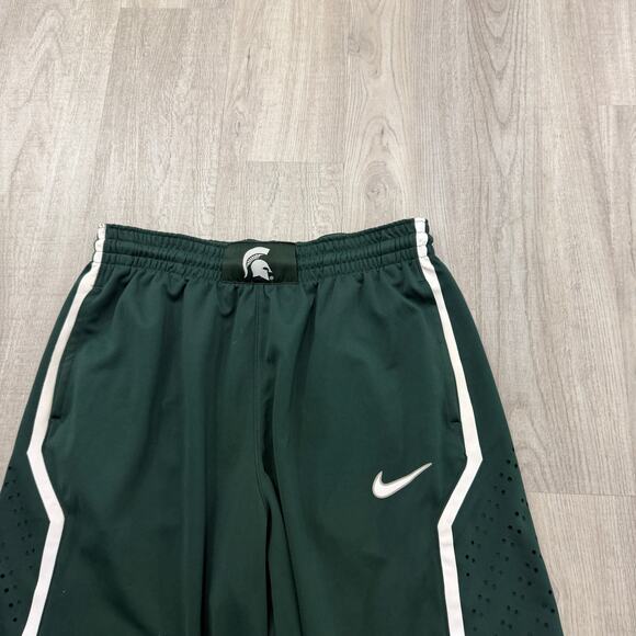 Nike Michigan State Spartans Basketball Shorts Men's Large Green MSU Elite - Picture 2 of 11